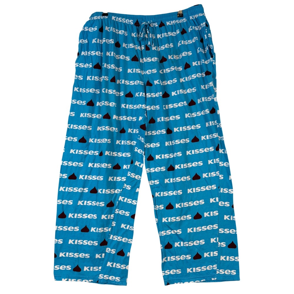 Hershey's Kisses Blue Cotton Pajama Pants •L• AOP All Over Print Lounge Novelty